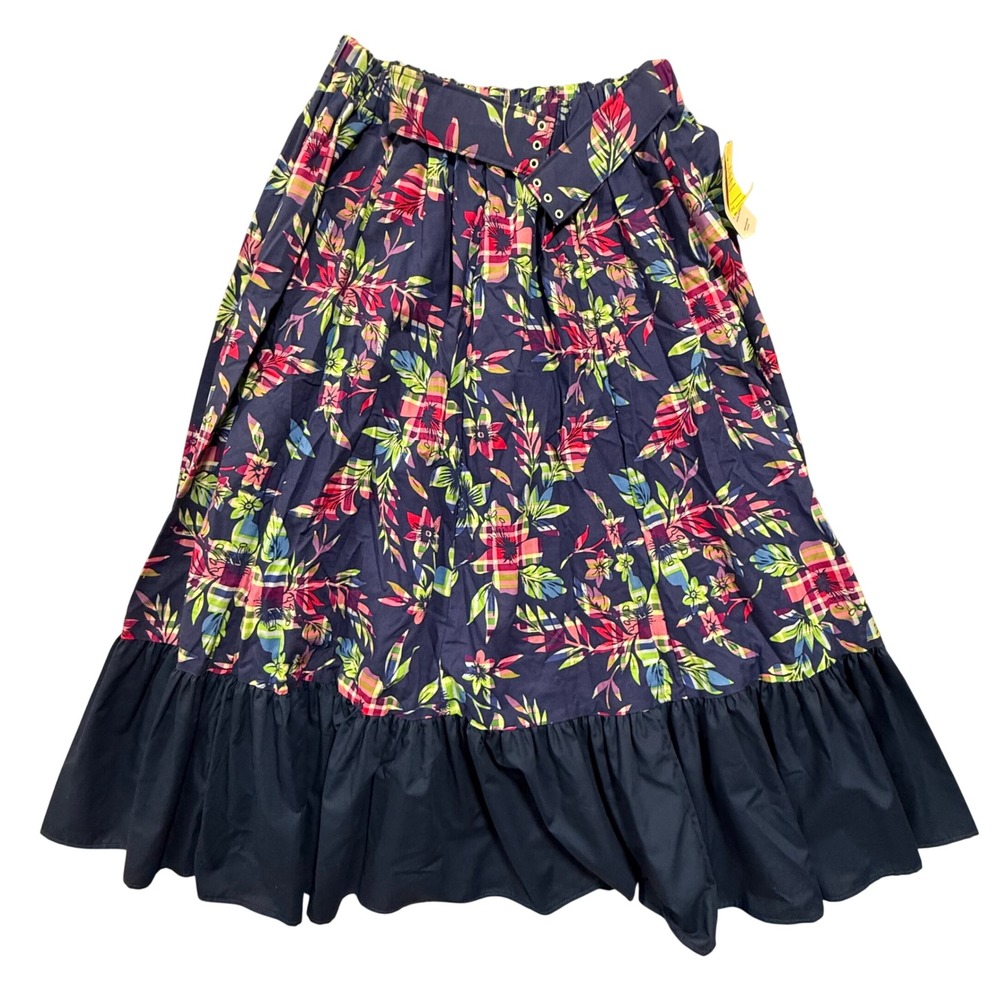 Vintage Square Dance Western Prairie Full Circle Ruffle Skirt XL